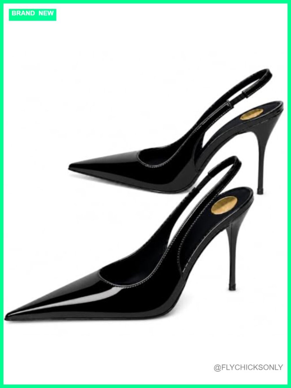 Patent Leather Slingback Stiletto Heels Pointed Toe Dress Pumps